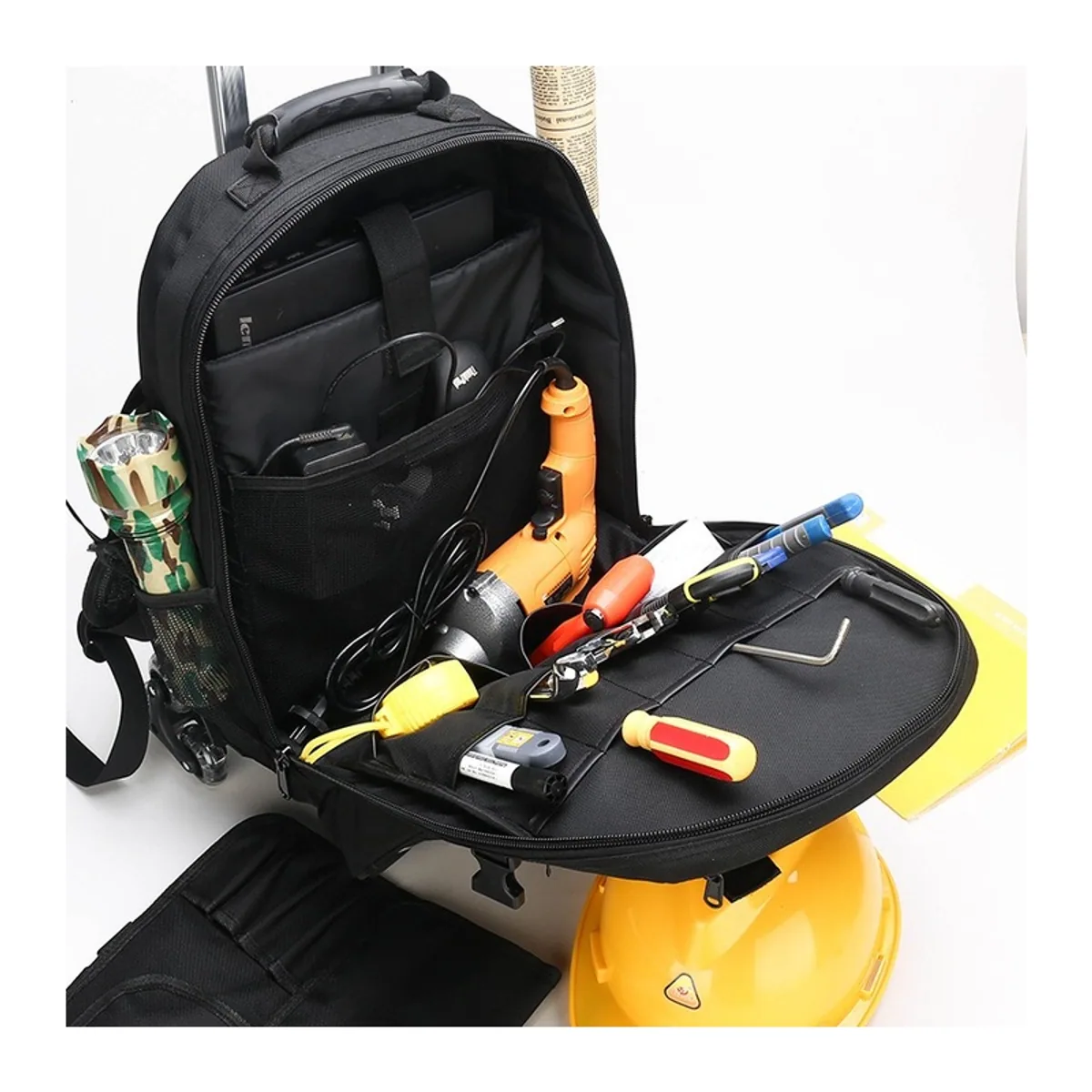 112212 Oxford Trolley Rescue Bag in Black, construction and compartment detail 7