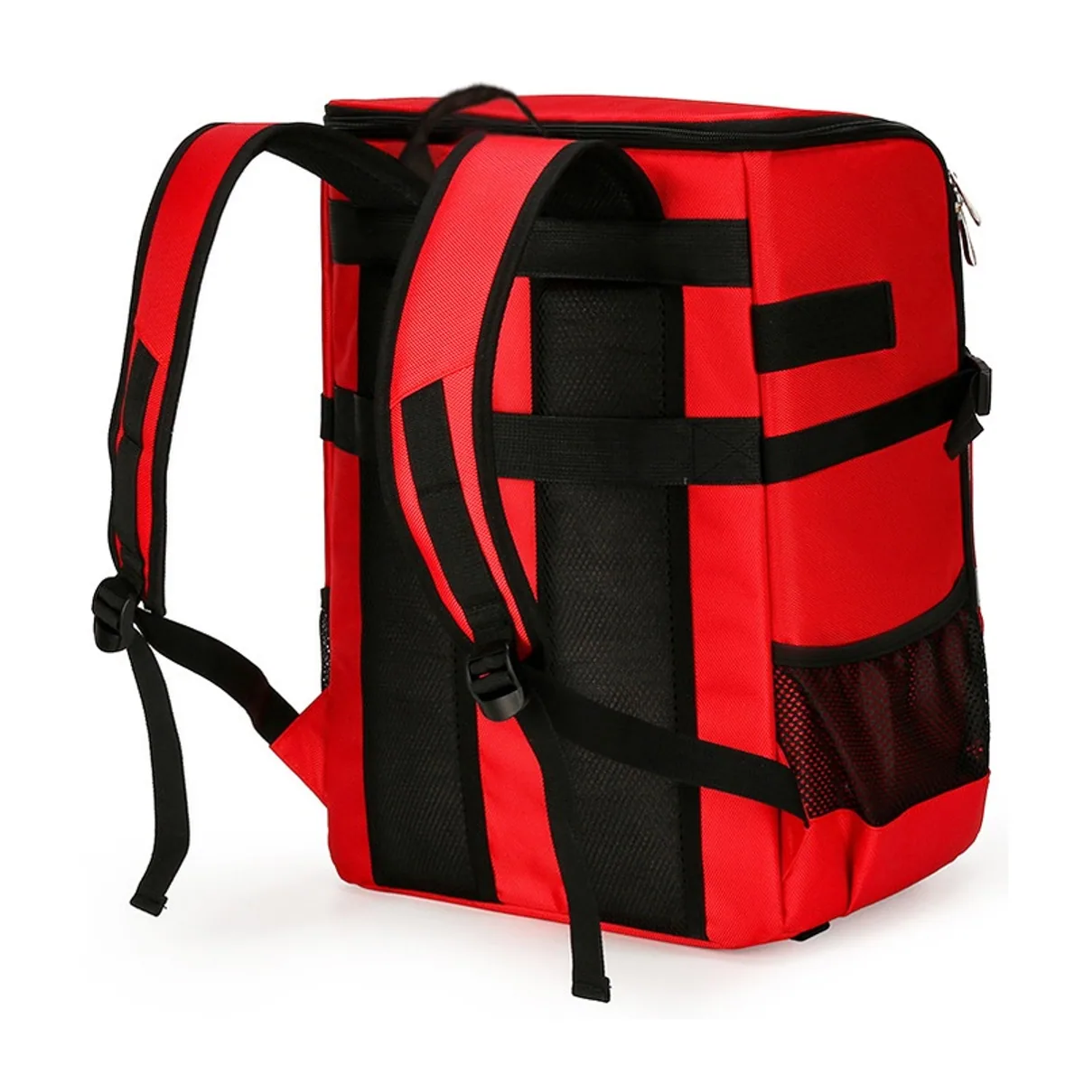 632# Oxford Medical Emergency Backpack in Red, construction and compartment detail 4