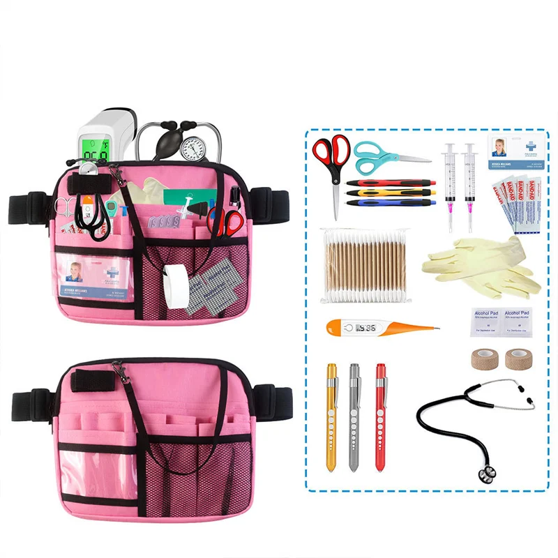 Nurse Waist Organizer with Tool Slots and Mesh Pockets construction and compartment detail 3