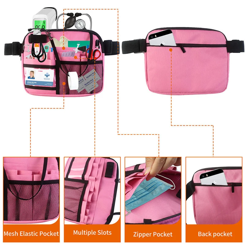 Nurse Waist Organizer with Tool Slots and Mesh Pockets construction and compartment detail 4