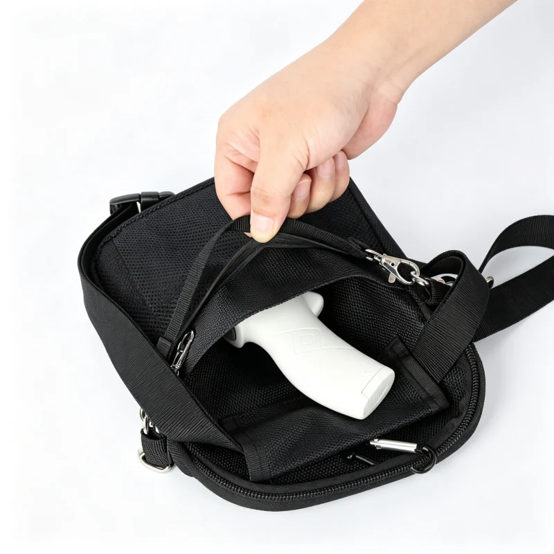 Nurse Crossbody Pouch with Mesh Tool Organizer construction and compartment detail 4
