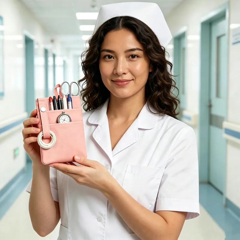 Three-Pocket Nurse Organizer with Snap Strap for Uniforms product view