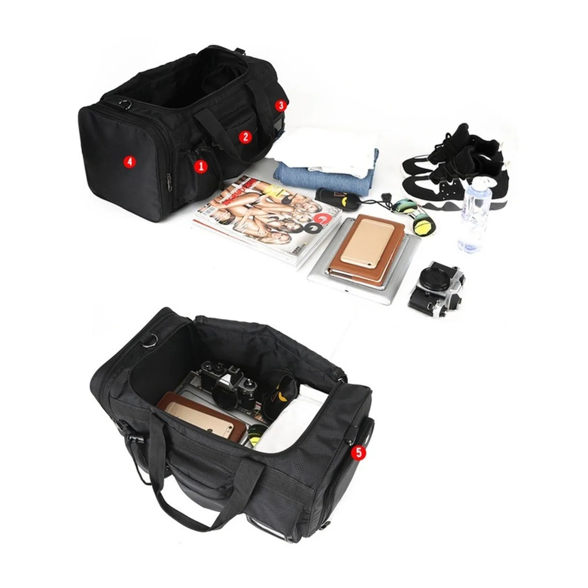 PN0002 Emergency Medical Backpack in Black, construction and compartment detail 1