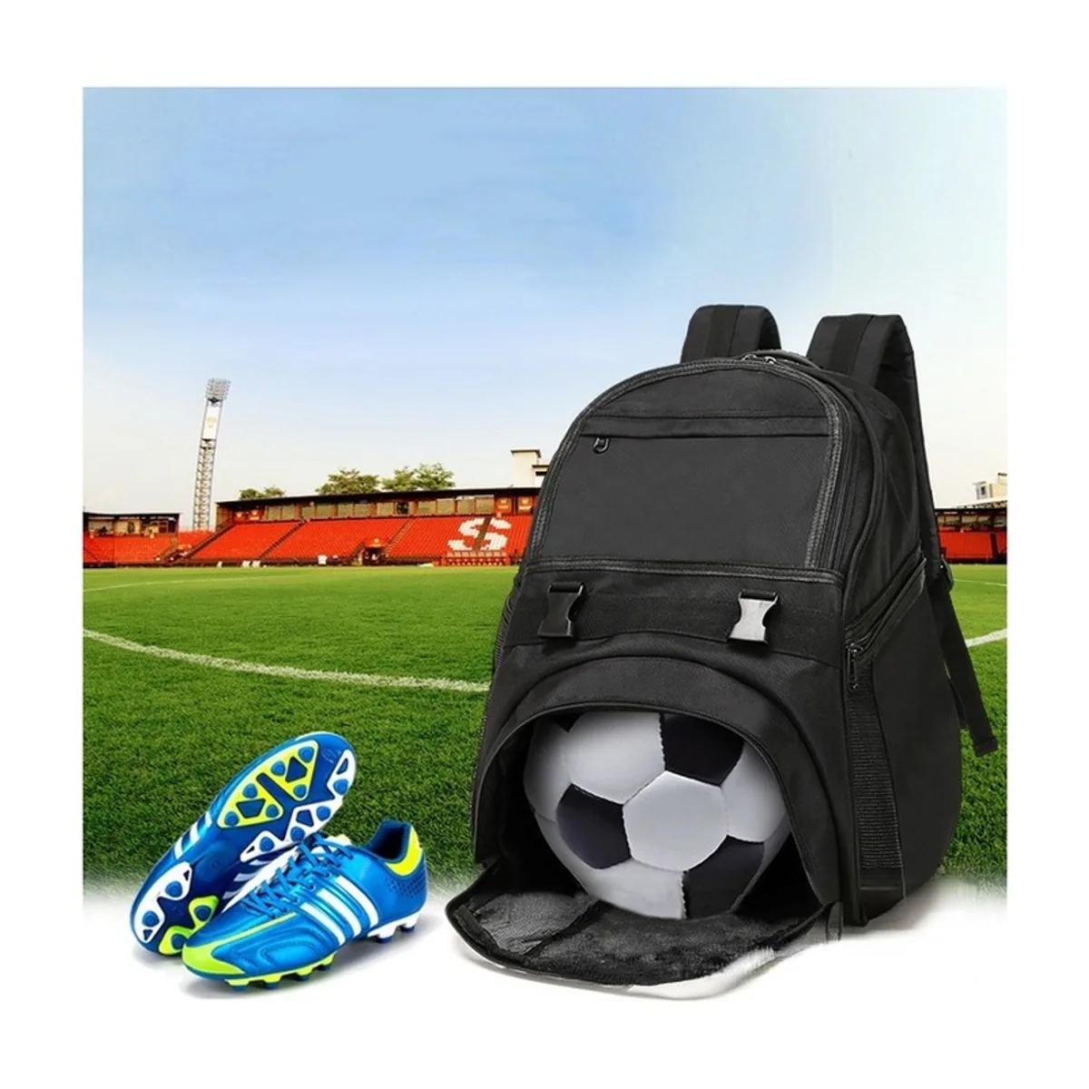 PN0003 Oxford Medical Emergency Backpack in Black, construction and compartment detail 7