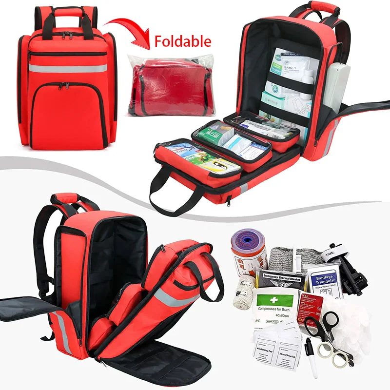 1200D Oxford Fold-Out Emergency Medical Backpack – 09908E construction and compartment detail 3