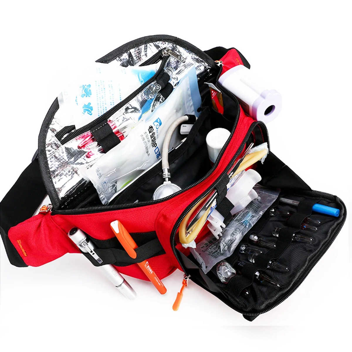 Foldout First Aid Waist Organizer for Event Staff construction and compartment detail 1