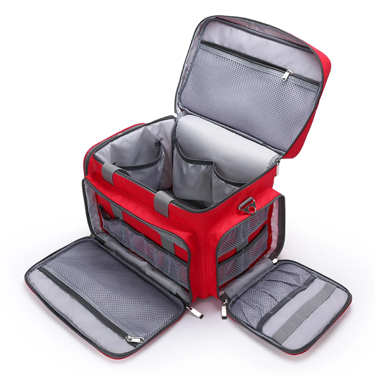 Medical Shoulder Bag with Divided Storage and Front Organizer construction and compartment detail 1