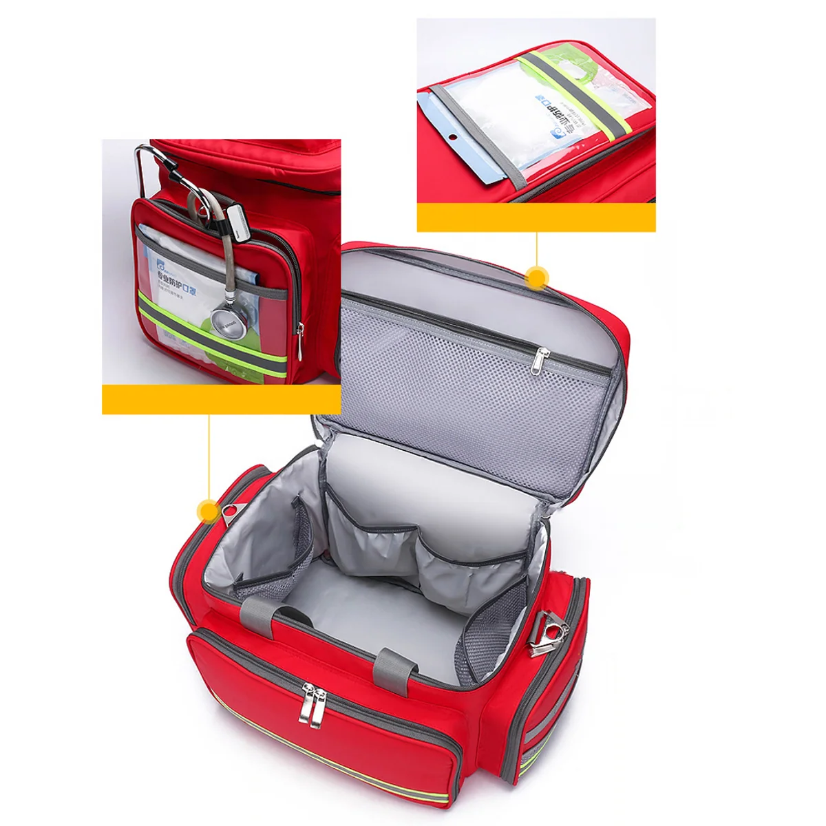 Medical Shoulder Bag with Divided Storage and Front Organizer construction and compartment detail 6