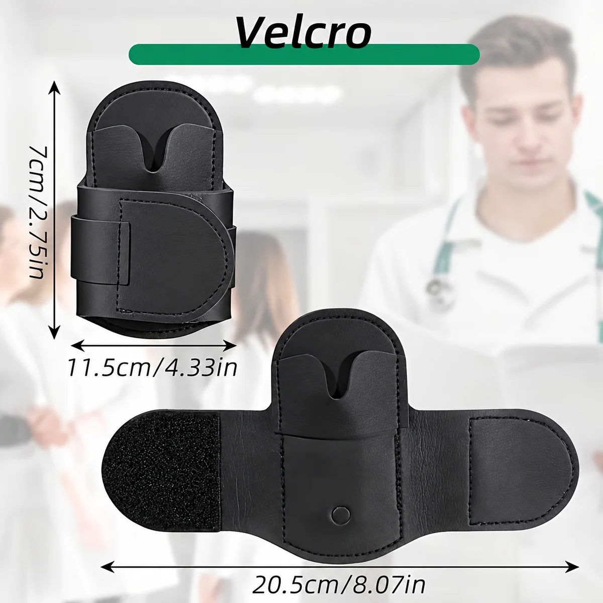 PU Stethoscope Holster with Wraparound Fastening for Clinical Carry construction and compartment detail 3