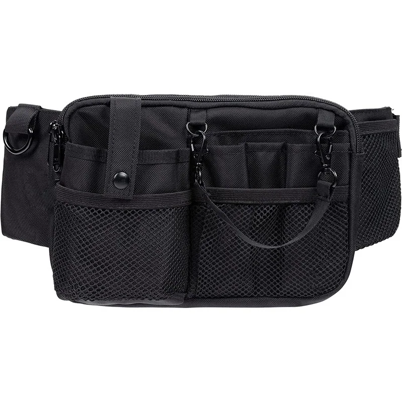 Nurse Waist Organizer with Mesh Pockets and Tape Strap construction and compartment detail 7